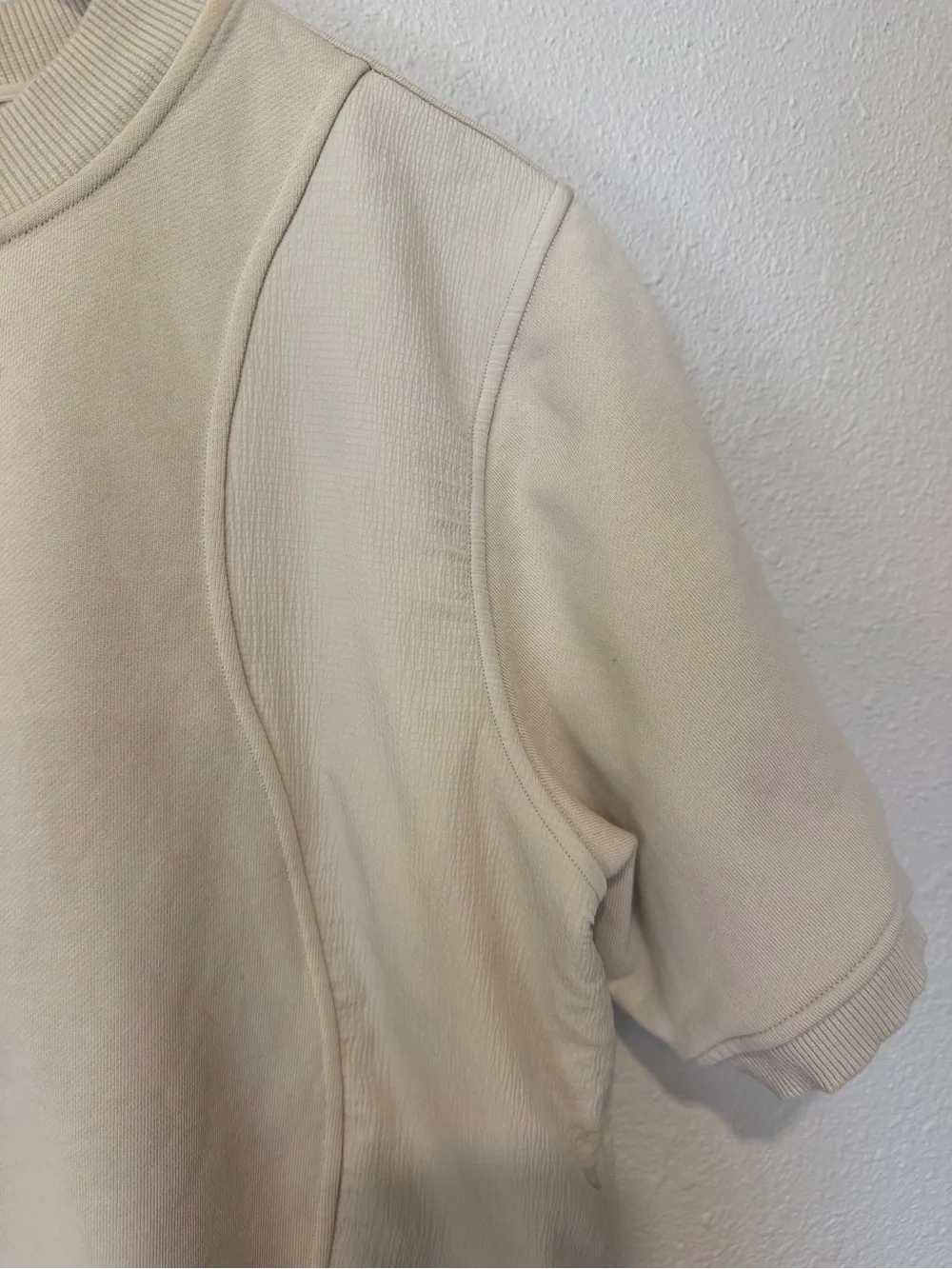 Lululemon Cotton French Terry + Swift Tee Crop in Natural Ivory